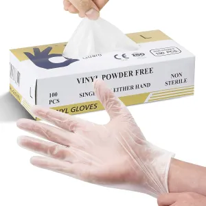100pcs Vinyl Clear Powder-Free Disposable Gloves | Medium (1 Box)