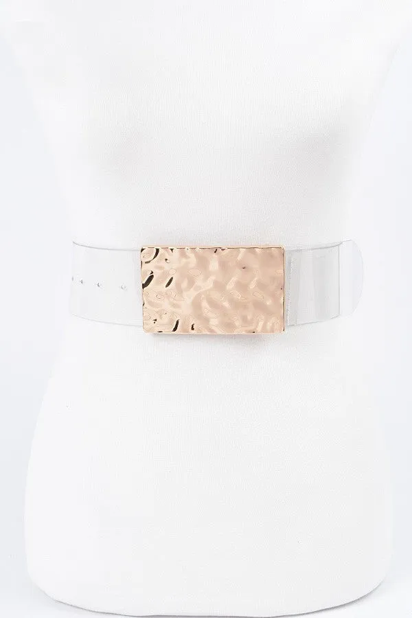 121224 Vintage Metal Buckle Clear Plus Size Belt