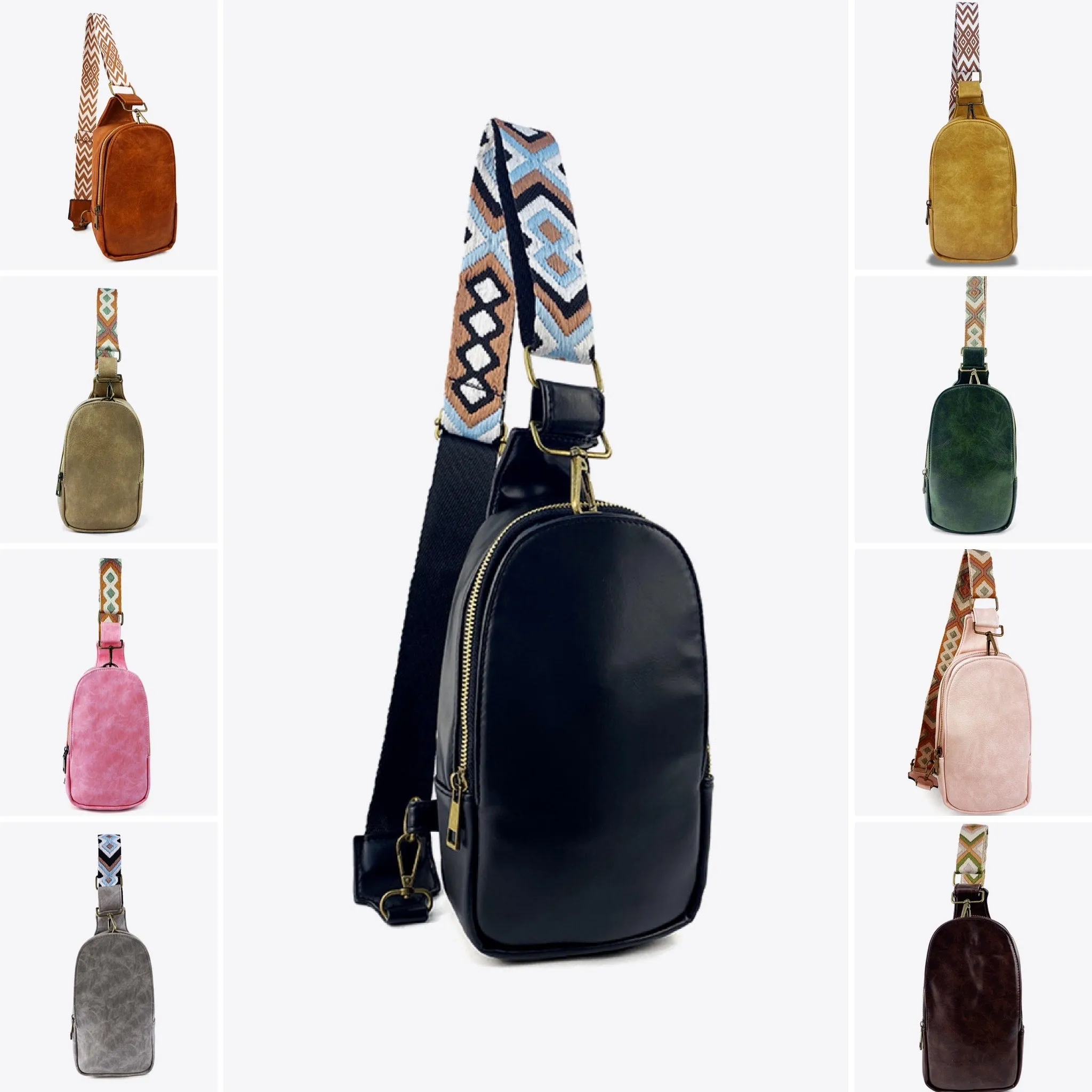Adjustable Strap PU Leather Sling Bag