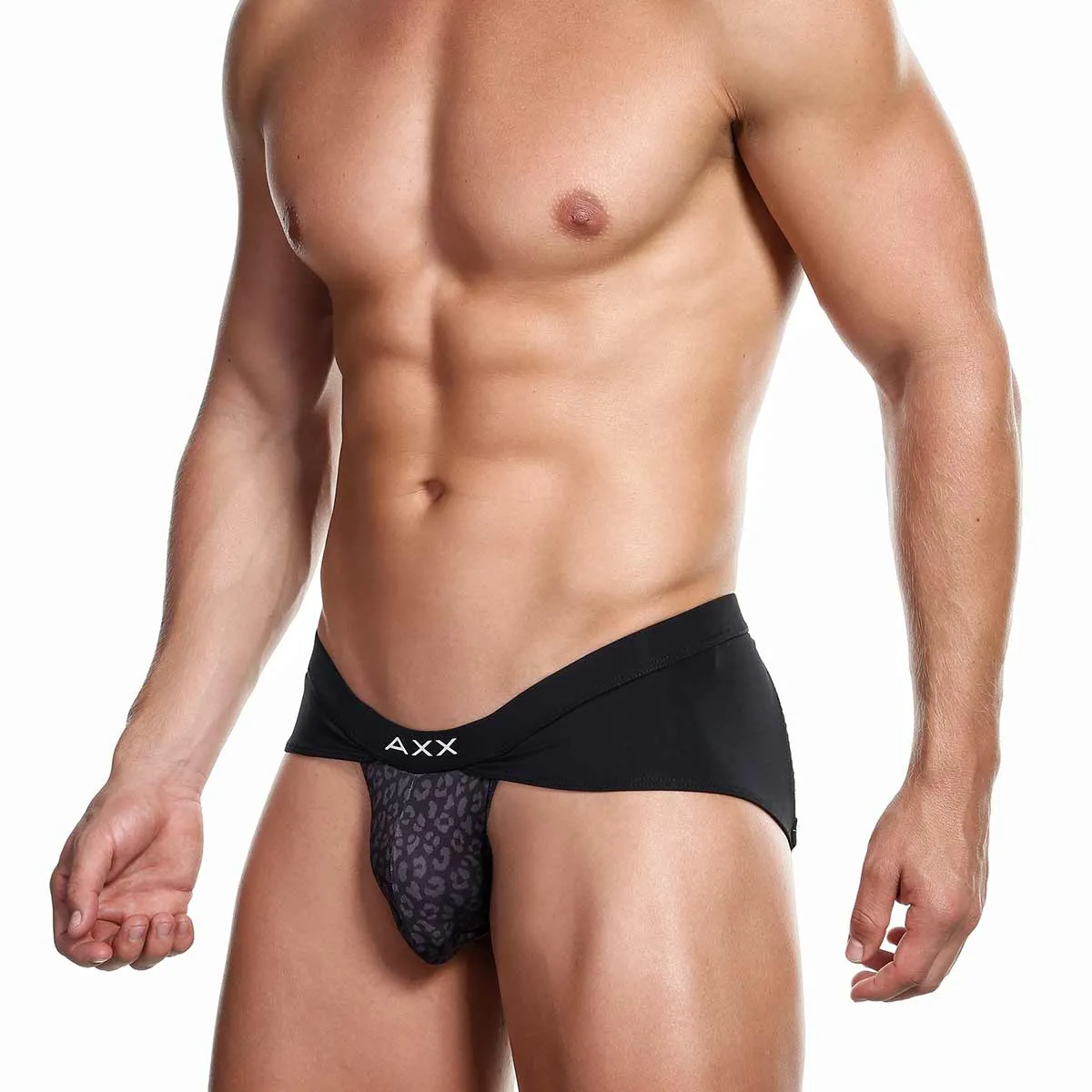 Alexx Underwear Adore Leopard Jockstrap Black