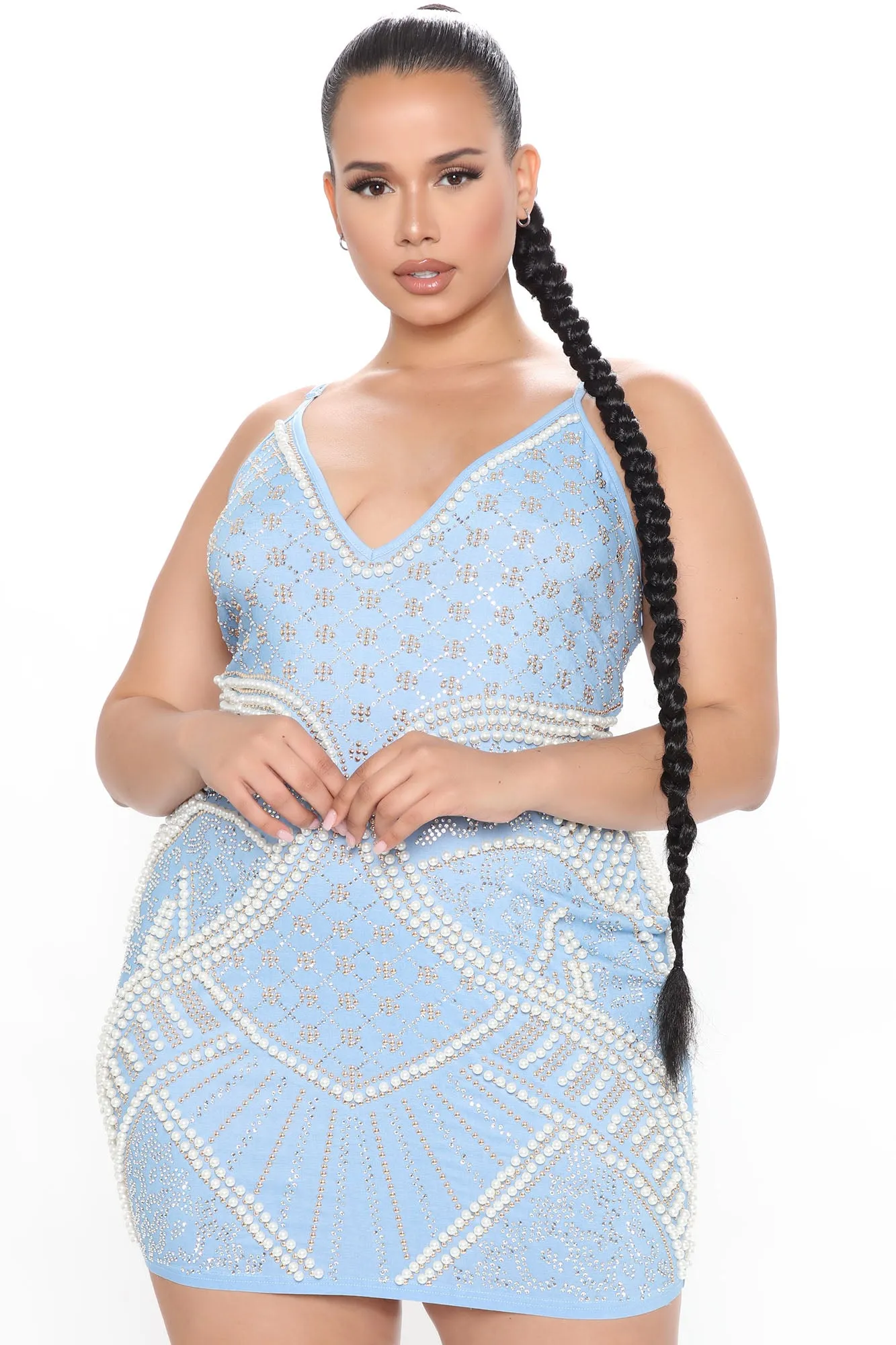 All Ice On Me Pearl Mini Dress - Blue