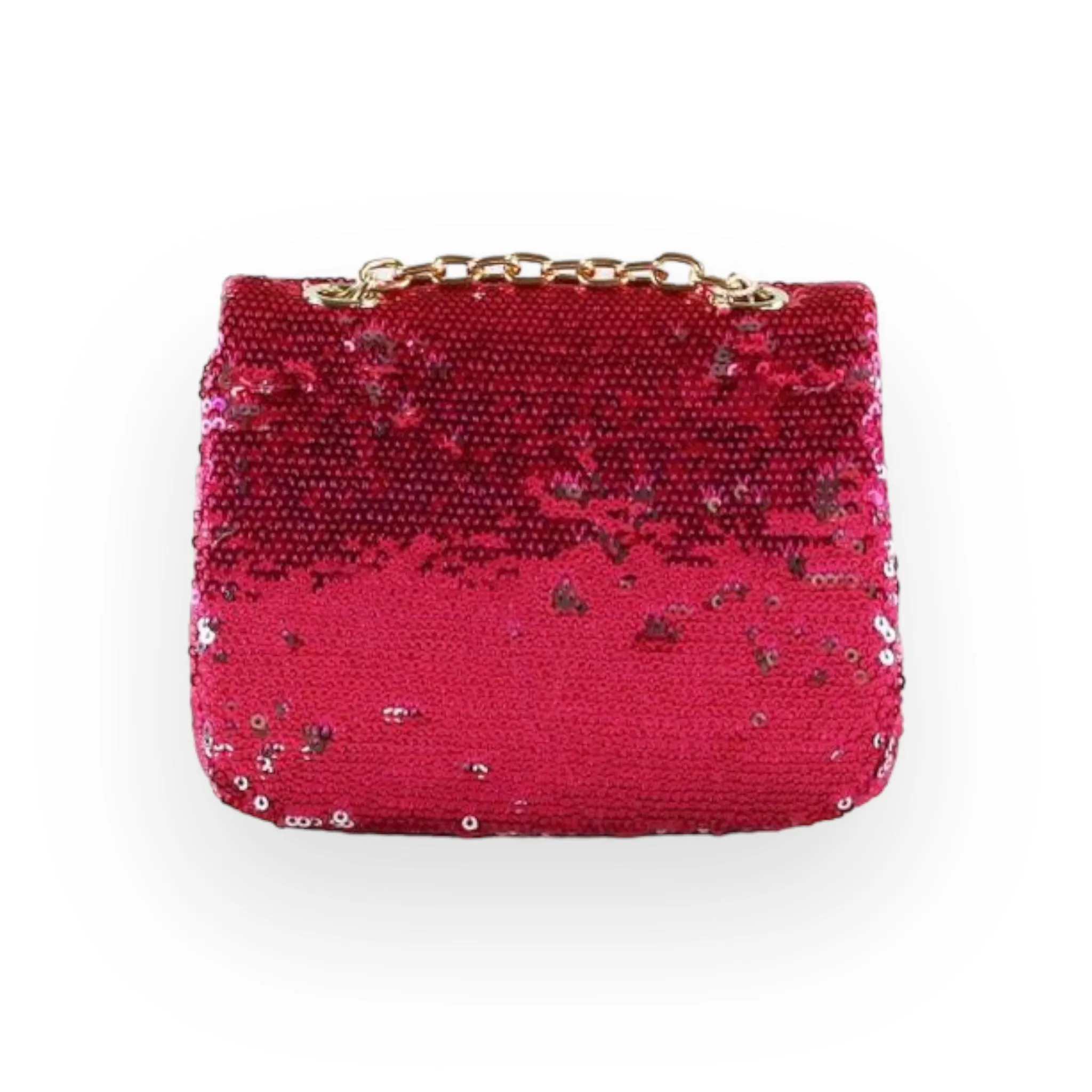 Floral Appliques Sequin Purse - Fuchsia