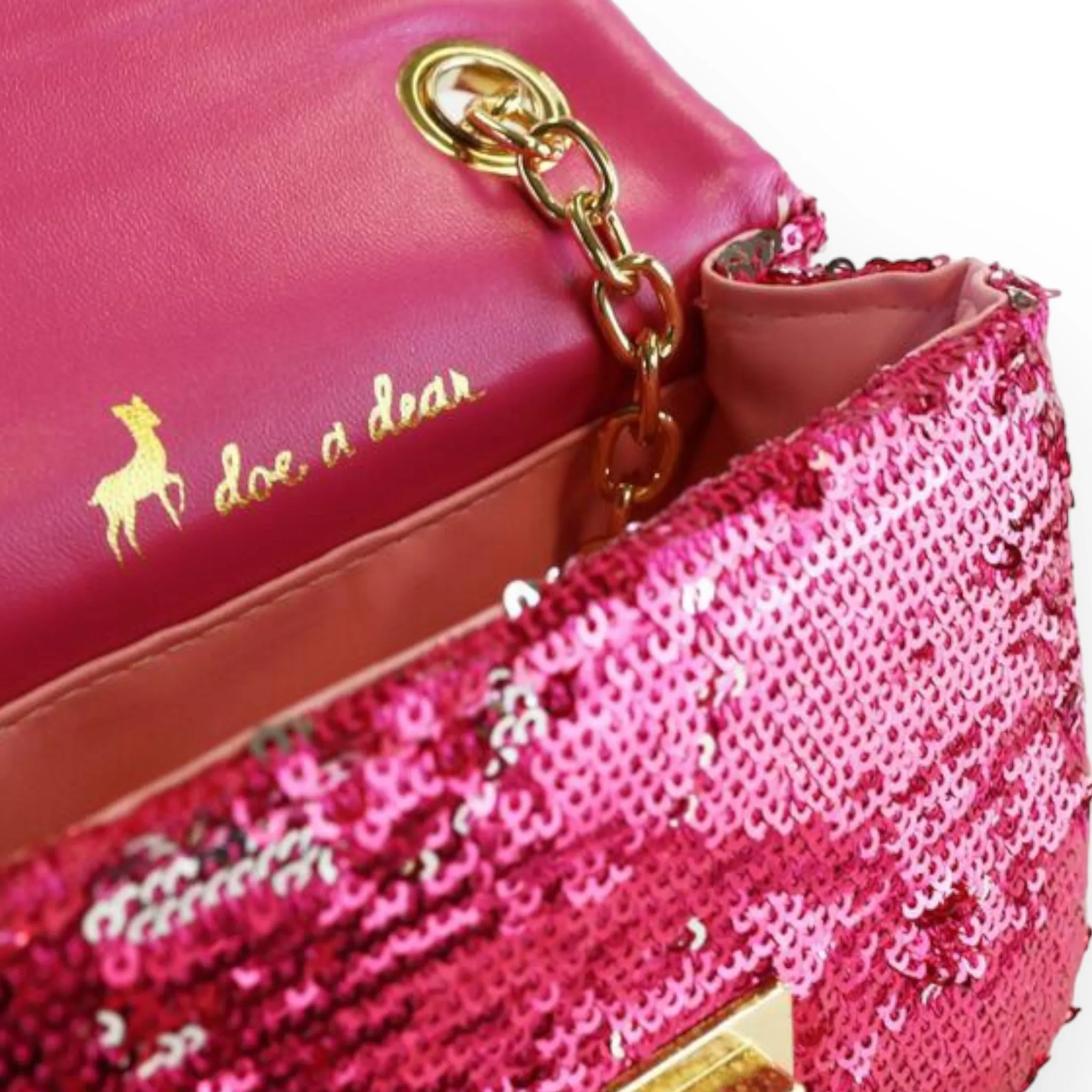Floral Appliques Sequin Purse - Fuchsia