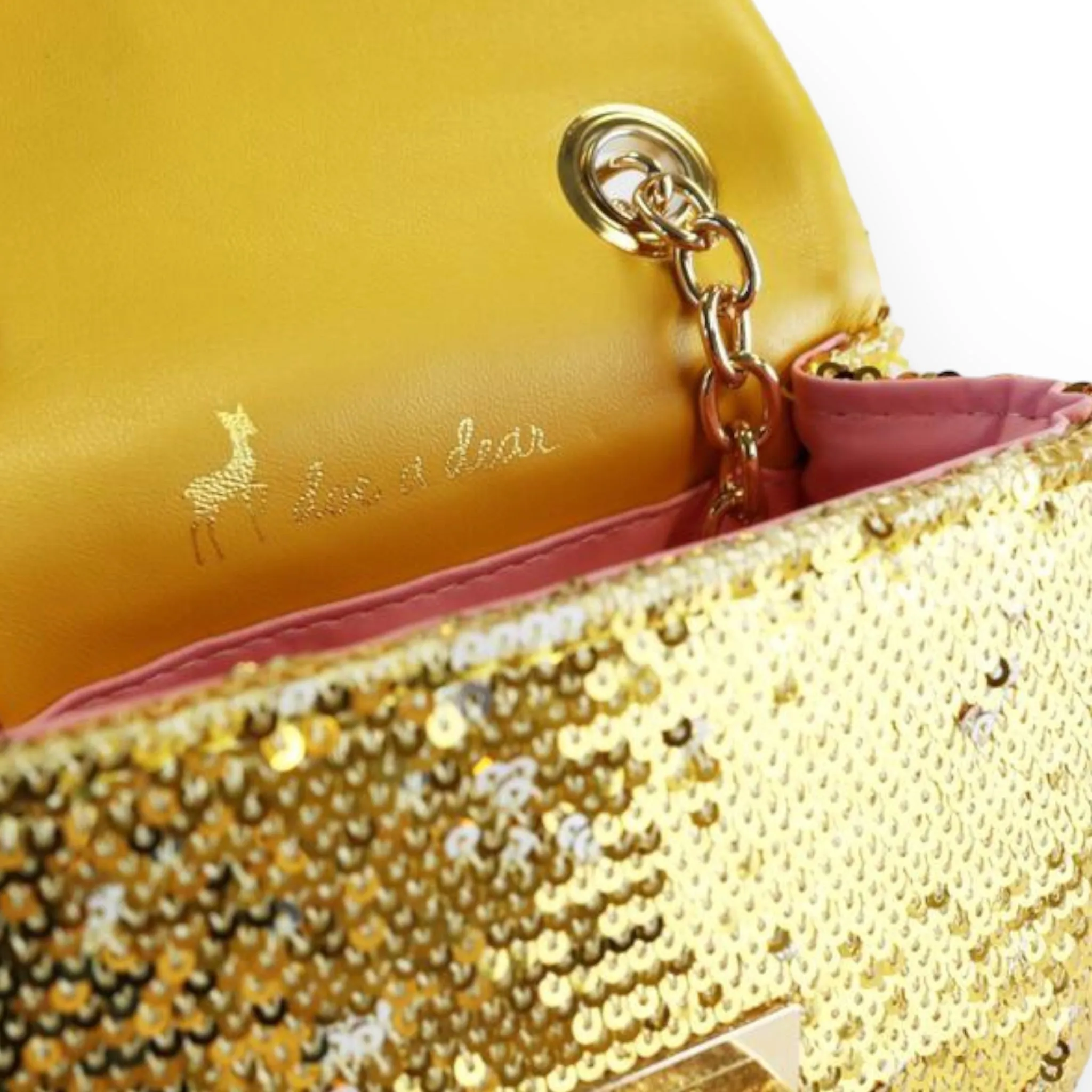 Floral Appliques Sequin Purse - Gold