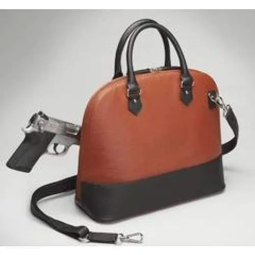 GTM Original Cinnamon & Black Leather Bowler Crossbody Purse