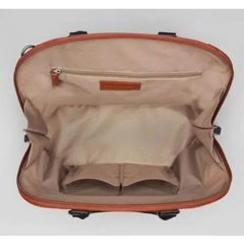 GTM Original Cinnamon & Black Leather Bowler Crossbody Purse
