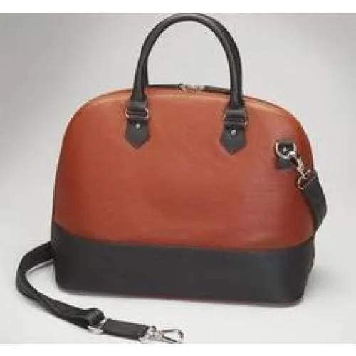 GTM Original Cinnamon & Black Leather Bowler Crossbody Purse