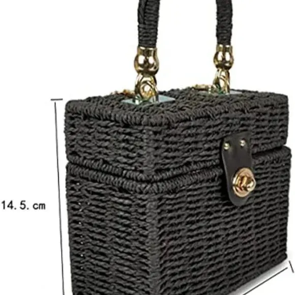 Handwoven Rattan vintage purse Bag Natural Chic Casual Handbag Beach Sea tote Basket Straw vacation Bag