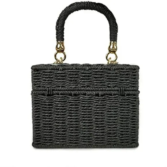 Handwoven Rattan vintage purse Bag Natural Chic Casual Handbag Beach Sea tote Basket Straw vacation Bag