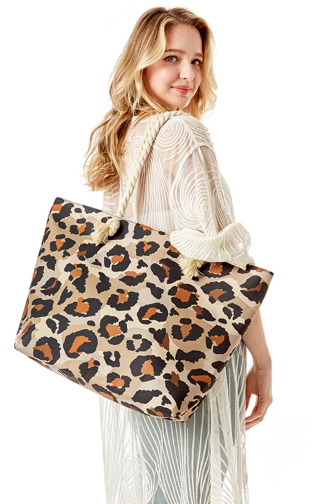 LOA340 Leopard Printed Beach Bag