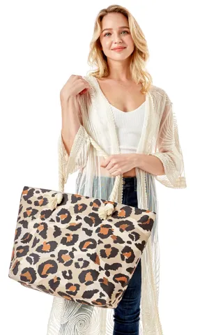 LOA340 Leopard Printed Beach Bag