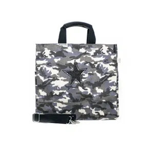 Luxe North-South Bag: Grey Camouflage