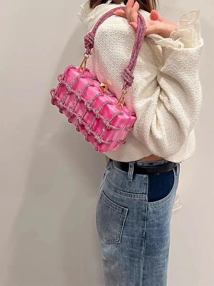 Luxury Rhinestone Marble Bag