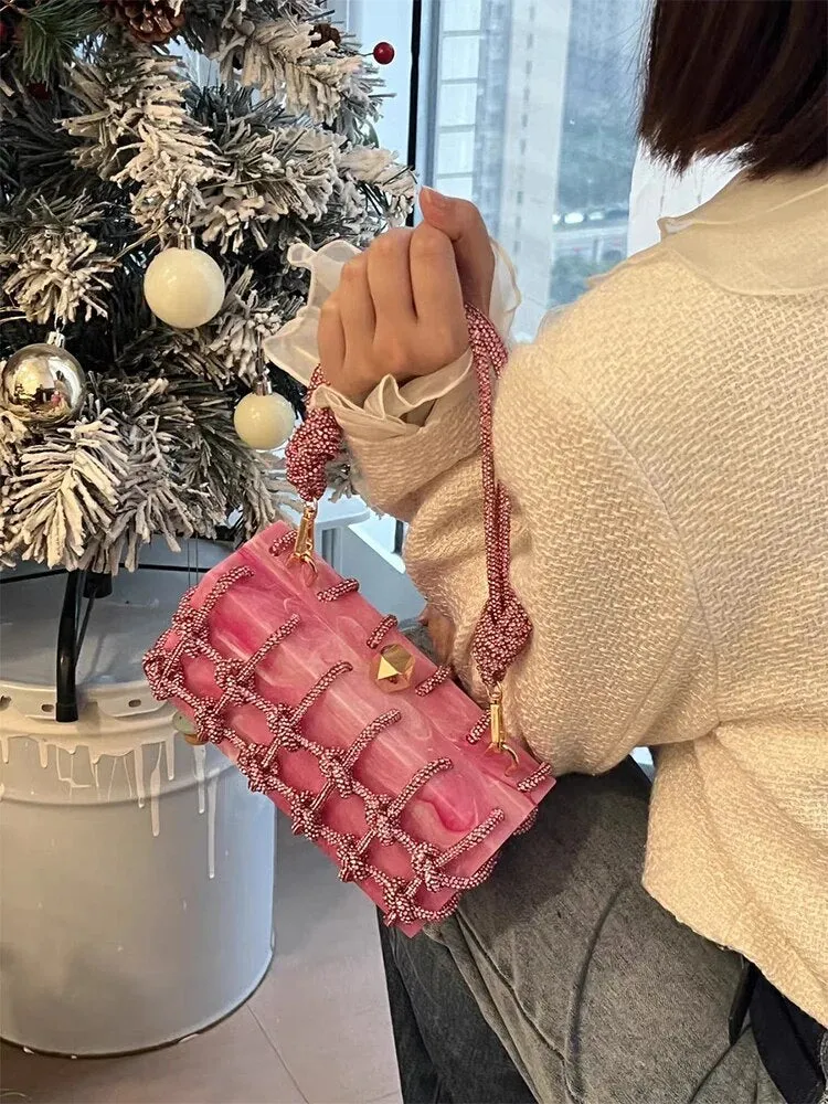Luxury Rhinestone Marble Bag