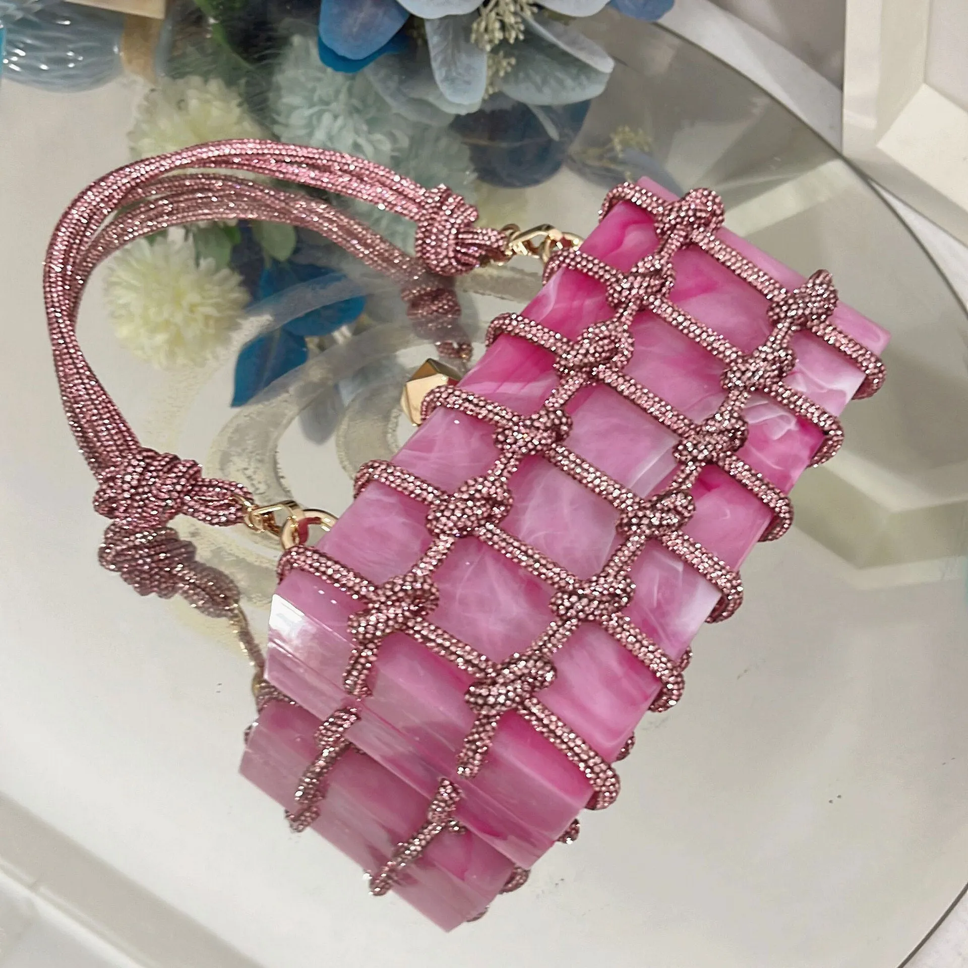 Luxury Rhinestone Marble Bag