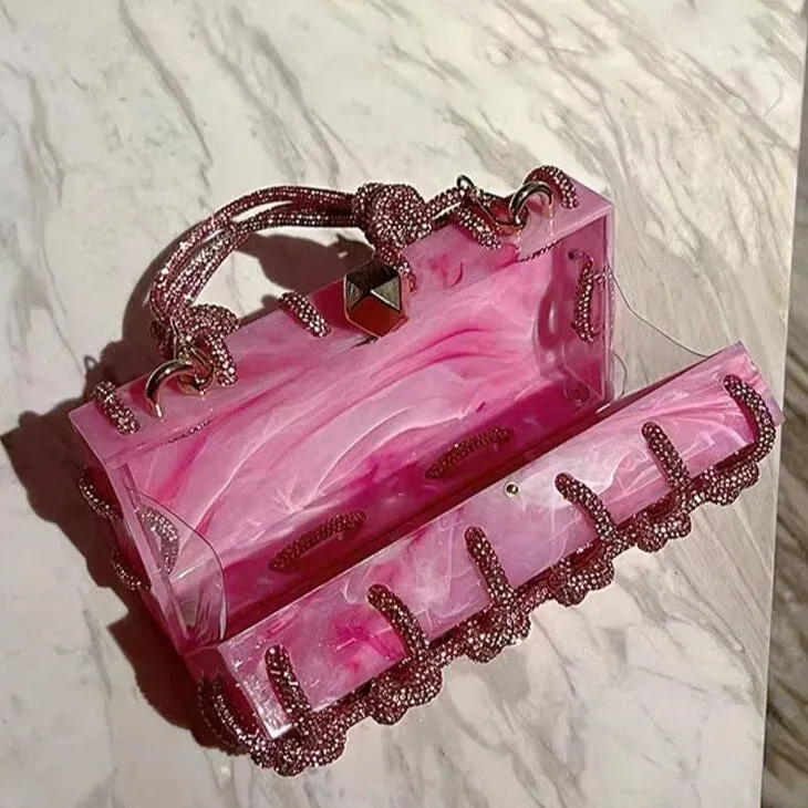 Luxury Rhinestone Marble Bag