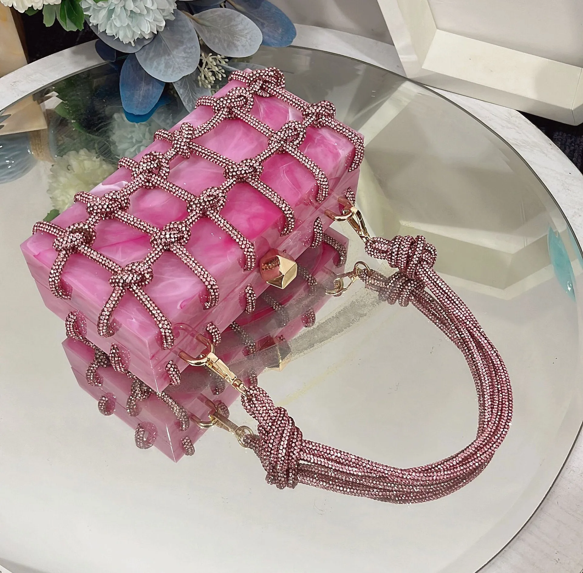 Luxury Rhinestone Marble Bag