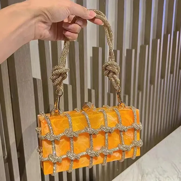 Luxury Rhinestone Marble Bag