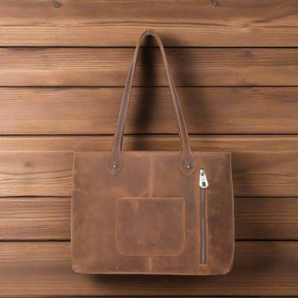 Montana West Genuine Leather Wide Tote