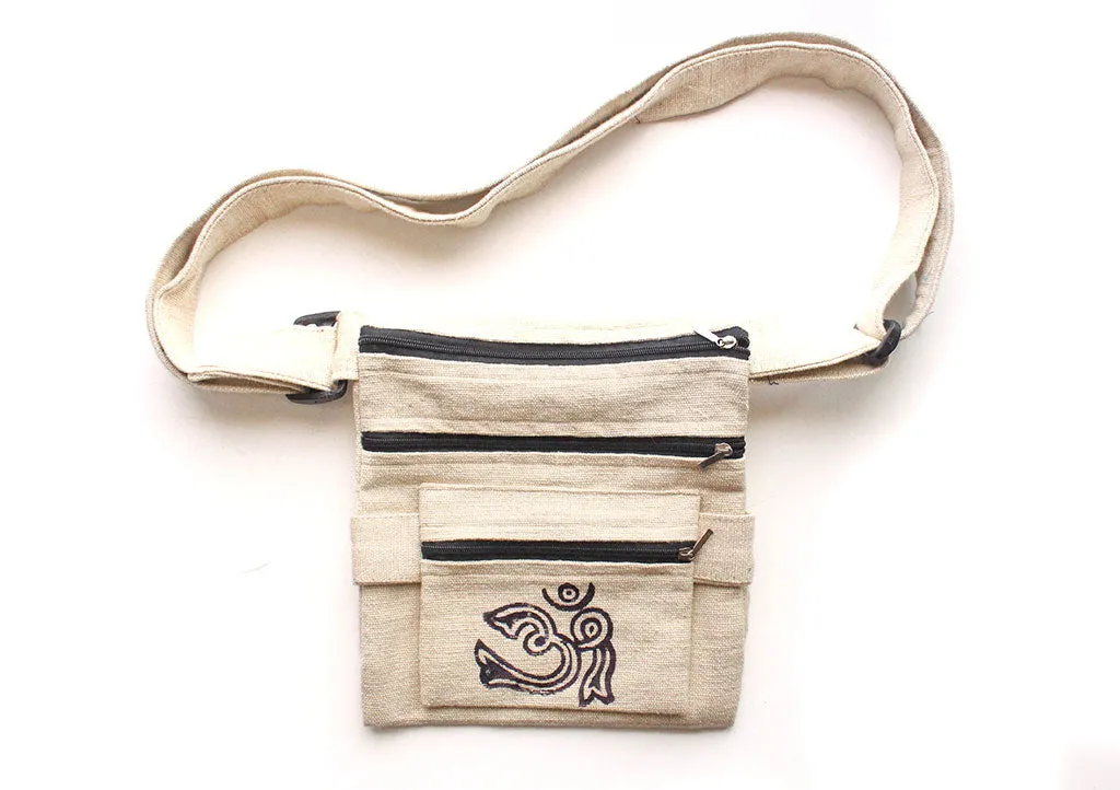 Om Printed Cotton Zipper Cross Body Bag