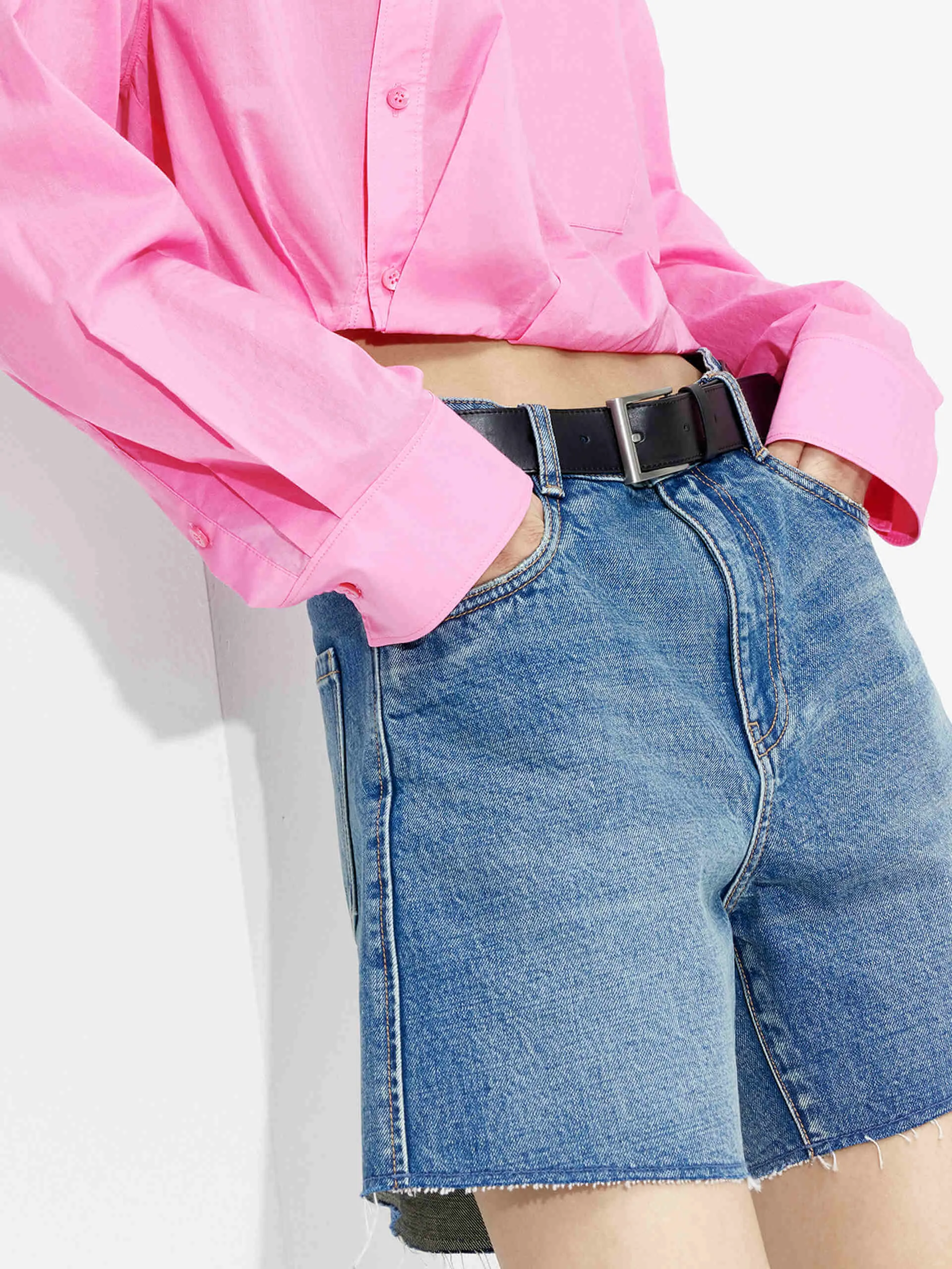 Raw Details Denim Shorts