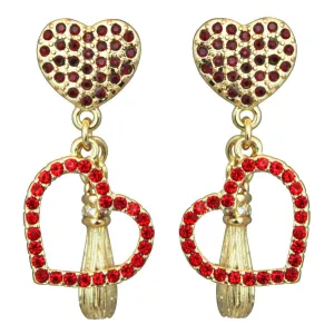 Ritzy Couture Heart Pave Charm Earrings (Goldtone)