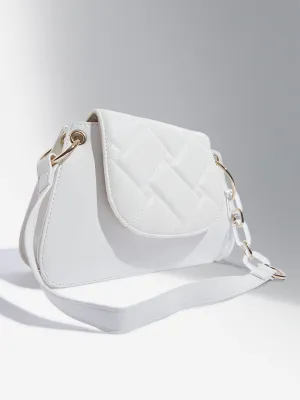 Westside White Quilted Chain-Strap Shoulder Bag