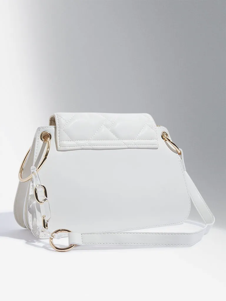 Westside White Quilted Chain-Strap Shoulder Bag
